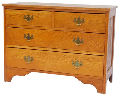 Lot 669 - An early 20thC oak chest, of two short over...