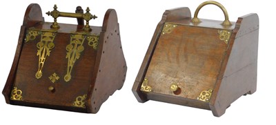 Lot 675 - A late Victorian oak coal scuttle, with...