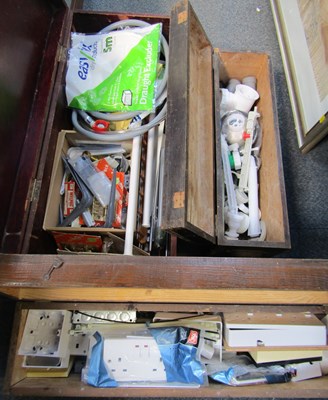 Lot 2071 - Three wooden chests and contents, including...