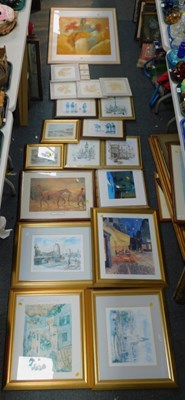 Lot 2072 - A group of wall tiles, pictures and prints,...