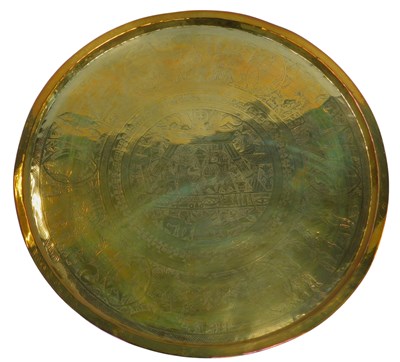 Lot 680 - An Egyptian influence brass tray, depicting a...