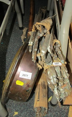 Lot 2077 - Brass stair rods and a warming pan.