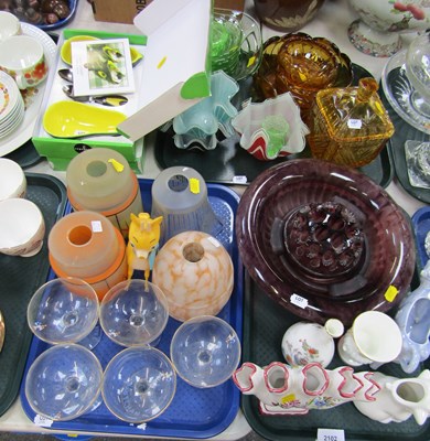 Lot 2102 - Glassware and ceramics, including coloured...
