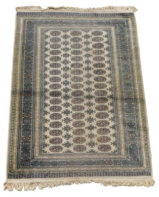 Lot 696 - A Bokhara rug, cream ground, with three rows...