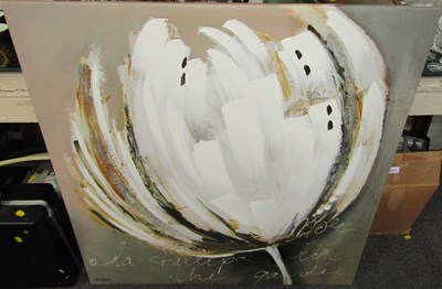 Lot 2145 - A print on canvas of a flowerhead.