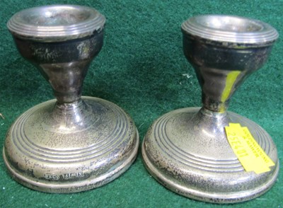 Lot 2182 - A pair of silver chambersticks, hallmarked,...