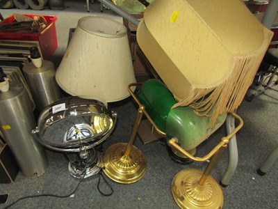 Lot 2207 - Two white metal spherical table lamps, a...
