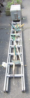 Lot 1190 - A set of aluminium ladders, metal work box and...