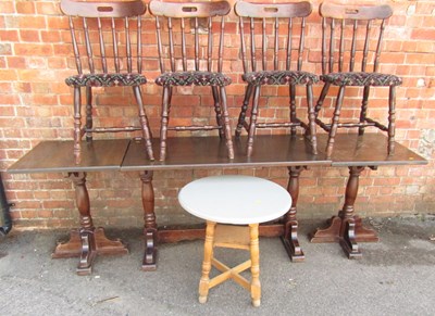 Lot 1191 - A rectangular pub dining table, two small...