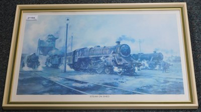 Lot 2118A - A framed print of a locomotive, titled Steam...