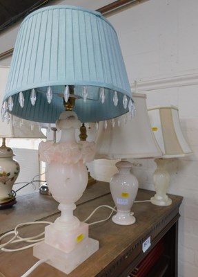 Lot 2153a - Three table lamps, including an alabaster...