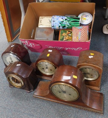 Lot 2214A - Two Art Deco brown Bakelite clocks, together...