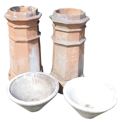 Lot 274 - Two Victorian terracotta octagonal chimney...