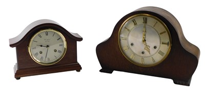 Lot 123 - A mahogany cased mantel clock, the dial...