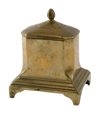 Lot 134 - An early 19thC bell metal tea caddy and...