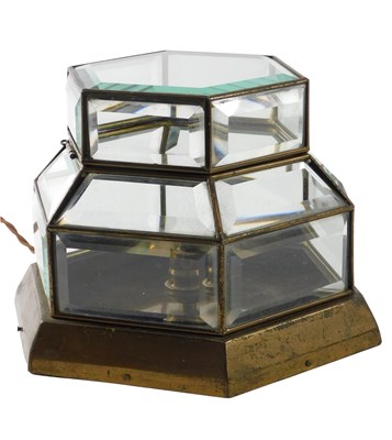 Lot 135 - A brass and bevelled glass ceiling light , of...
