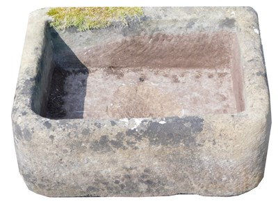 Lot 295 - A carved rectangular sandstone trough, 22cm...