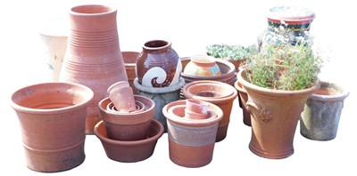 Lot 297 - A quantity of terracotta and glazed garden...