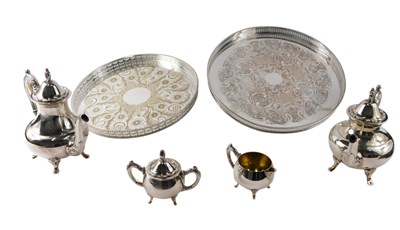 Lot 175 - Two silver plated gallery trays, and a four...