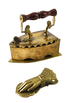 Lot 177 - A Victorian style brass and turned wooden flat...