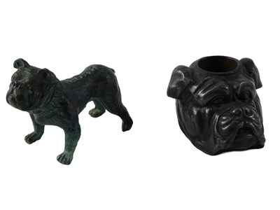 Lot 187 - A 19thC pewter bulldog shaped match...
