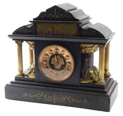 Lot 188 - A late 19thC French black slate and brass and...