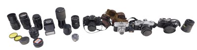 Lot 198 - A Praktica MTL3 camera, with lens, and various...