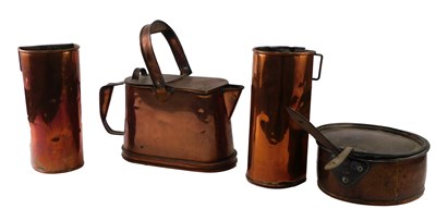 Lot 223 - A copper watering can, with swivel handle, two...