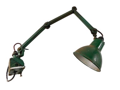 Lot 228 - A green enamel industrial workshop lamp, with...