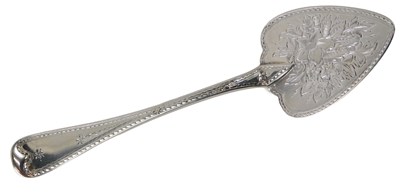 Lot 333 - A Victorian silver cheese spade, with engraved...