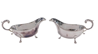 Lot 348 - A pair of Elizabeth II silver sauceboats, each...