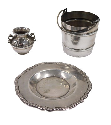 Lot 353 - A Peruvian white metal bucket shaped salt,...