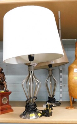 Lot 2006 - A pair of metal table lamps, with shades.