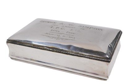 Lot 363 - A Peruvian white metal rectangular silver...