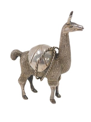 Lot 368 - A Peruvian white metal figure of a llama, 1oz,...