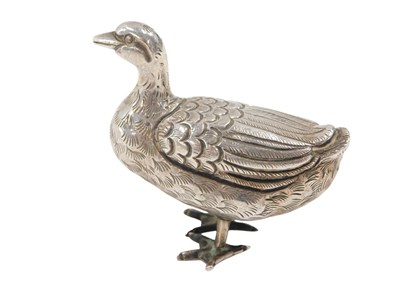 Lot 370 - A Peruvian white metal figure of a goose,...