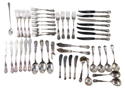 Lot 373 - A Peruvian white metal part canteen of cutlery,...