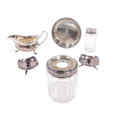 Lot 378 - A cut glass hair tidy, with silver mount, an...