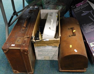 Lot 2107 - A 20thC leather suitcase, together with a...