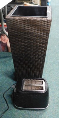 Lot 2119 - A tall plastic wicker style planter, and a two...
