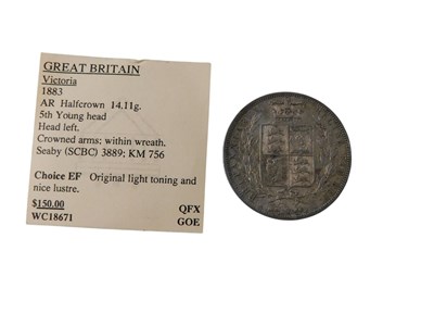 Lot 420 - A Victoria 1883 young head half crown.