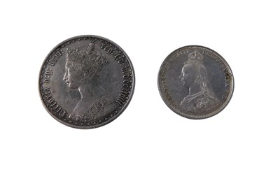 Lot 421 - A Queen Victoria silver florin, and an 1887...