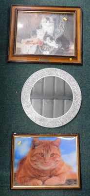 Lot 2142 - A decorative circular bathroom mirror, with...