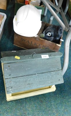Lot 2147 - A green and yellow painted wooden birdhouse, a...