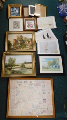 Lot 2156 - Various pictures, prints and empty frames,...