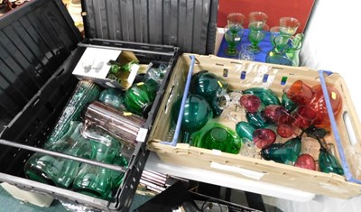 Lot 2168 - A large quantity of green and cranberry glass...