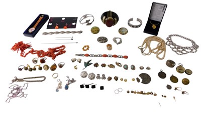 Lot 50 - Silver and costume jewellery, including an...