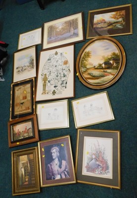Lot 2189 - Pictures and prints, including oil on board...