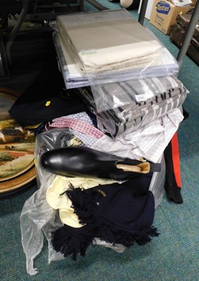 Lot 2190 - A quantity of gent's clothing, sheets, fabrics,...
