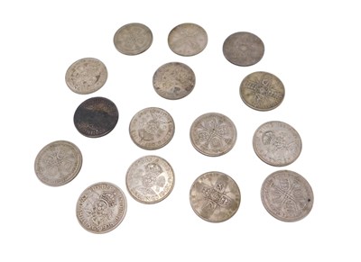 Lot 441 - A quantity of pre 1946 part silver florins, 167g.